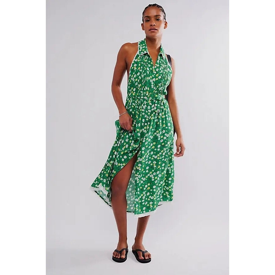 free people floral halter dress Slice Of Life Midi MEDIUM Green Boho – Timeless Treasurz Color:Washed Indigo Semi-Formal Wedding Attire For Choose tops and sweaters Tulle Long Prom Dress