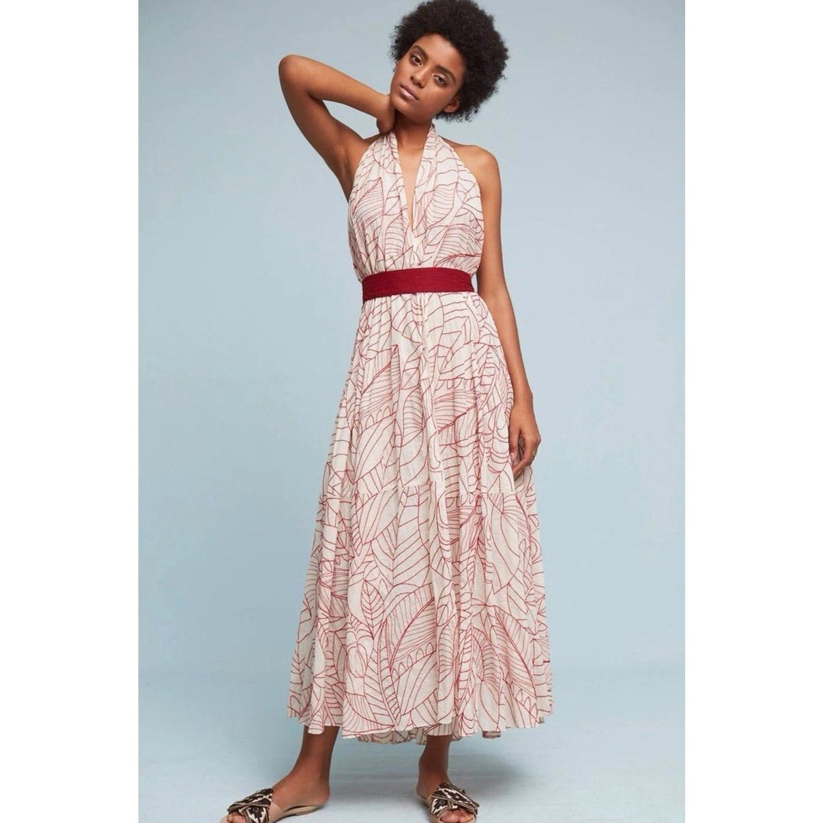 Anthropologie Lilka Samarkand Maxi Wrap Halter Embroidered Dress PXS/P   Timeless Treasurz
