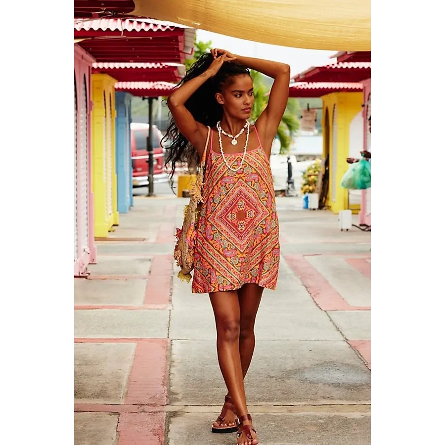 Free People Heart Eyes Mini Dress X-LARGE Fiesta Boho Floral Combo – Timeless Treasurz