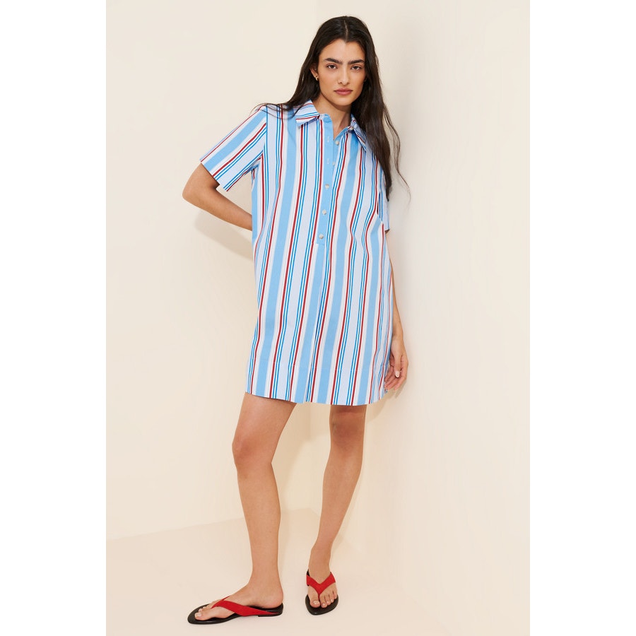 By Anthropologie Pollie Short-Sleeve Swing Tunic Mini Dress XS Blue Re – Timeless Treasurz