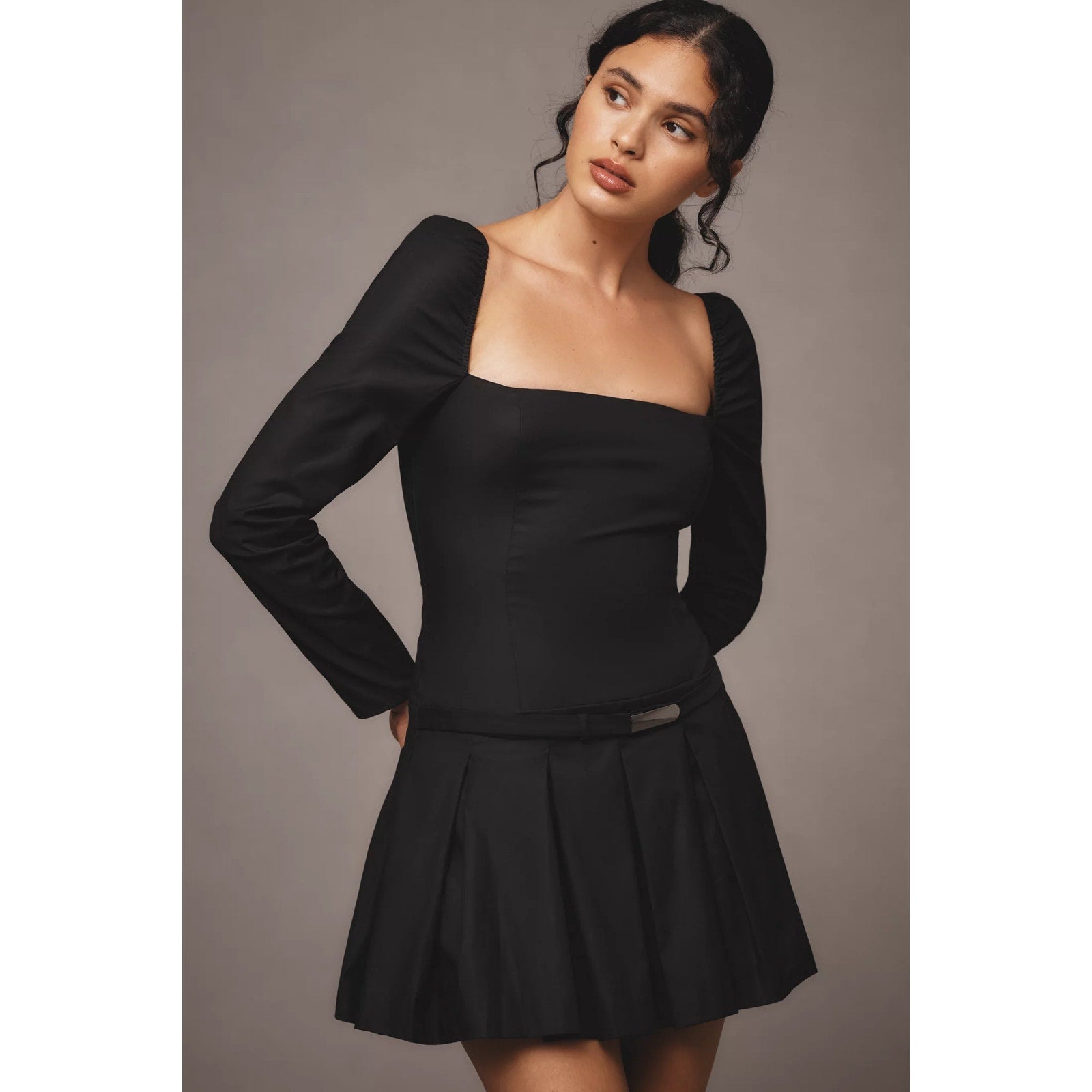 anthropologie black mini dress Cotton Bubble-Hem Mini Dress by Anthropologie in Black, Size: Large