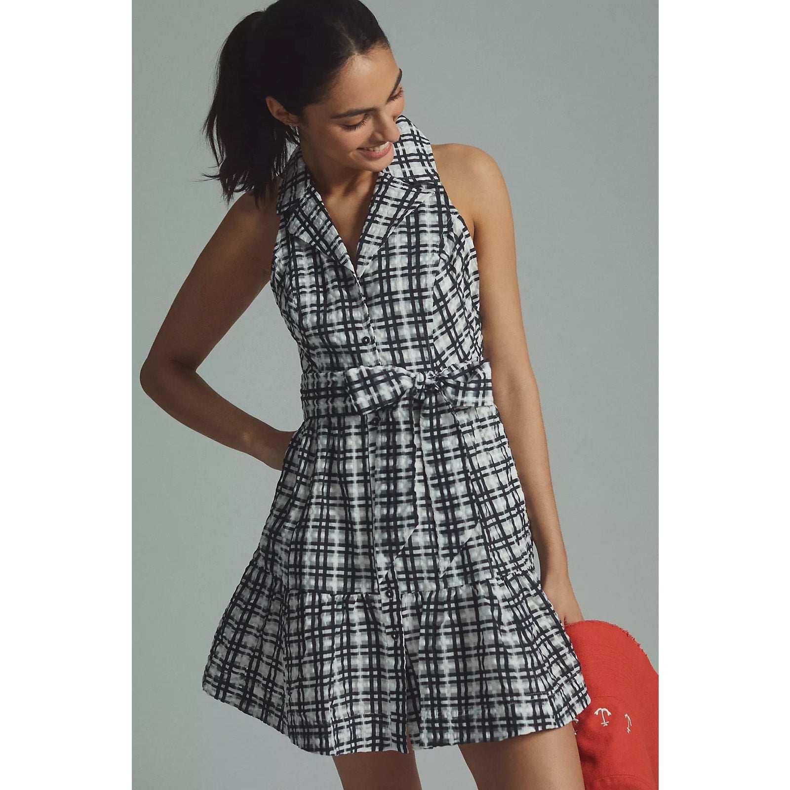 New Anthropologie Maeve Plaid Mini Shirt Dress $170 SIZE 4 Black & Whi –  Timeless Treasurz