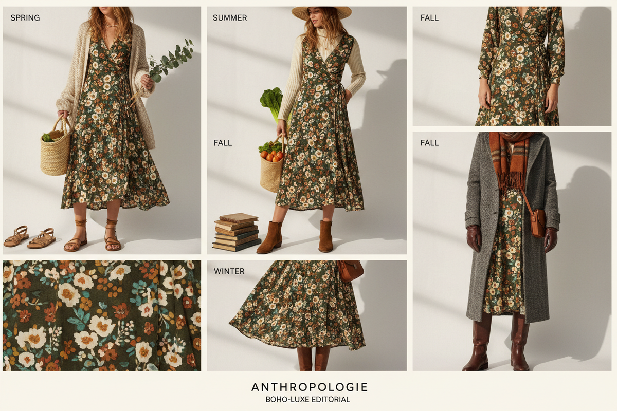 One Anthropologie Wrap Dress, Five Seasons of Wear