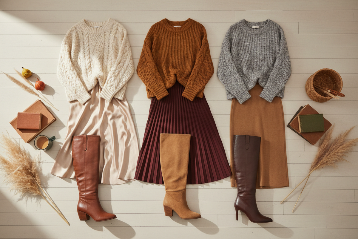 The Fall Formula That Makes an Oversized Sweater Look Instantly Polished : Skirt Edition