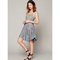 New Free People Gray Circle of Flowers Lace Up Floral Boho Mini Slip Dress XS
