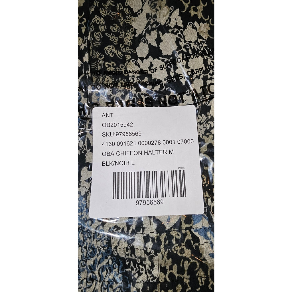 Anthropologie The Somerset Chiffon Halter Maxi Dress LARGE Black Anthropologie