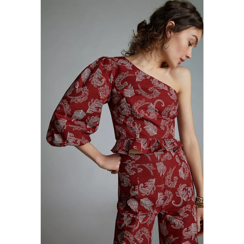 NEW Anthropologie by Mare Mare Teresita Pants Set $188 Small One Shoulder Blouse