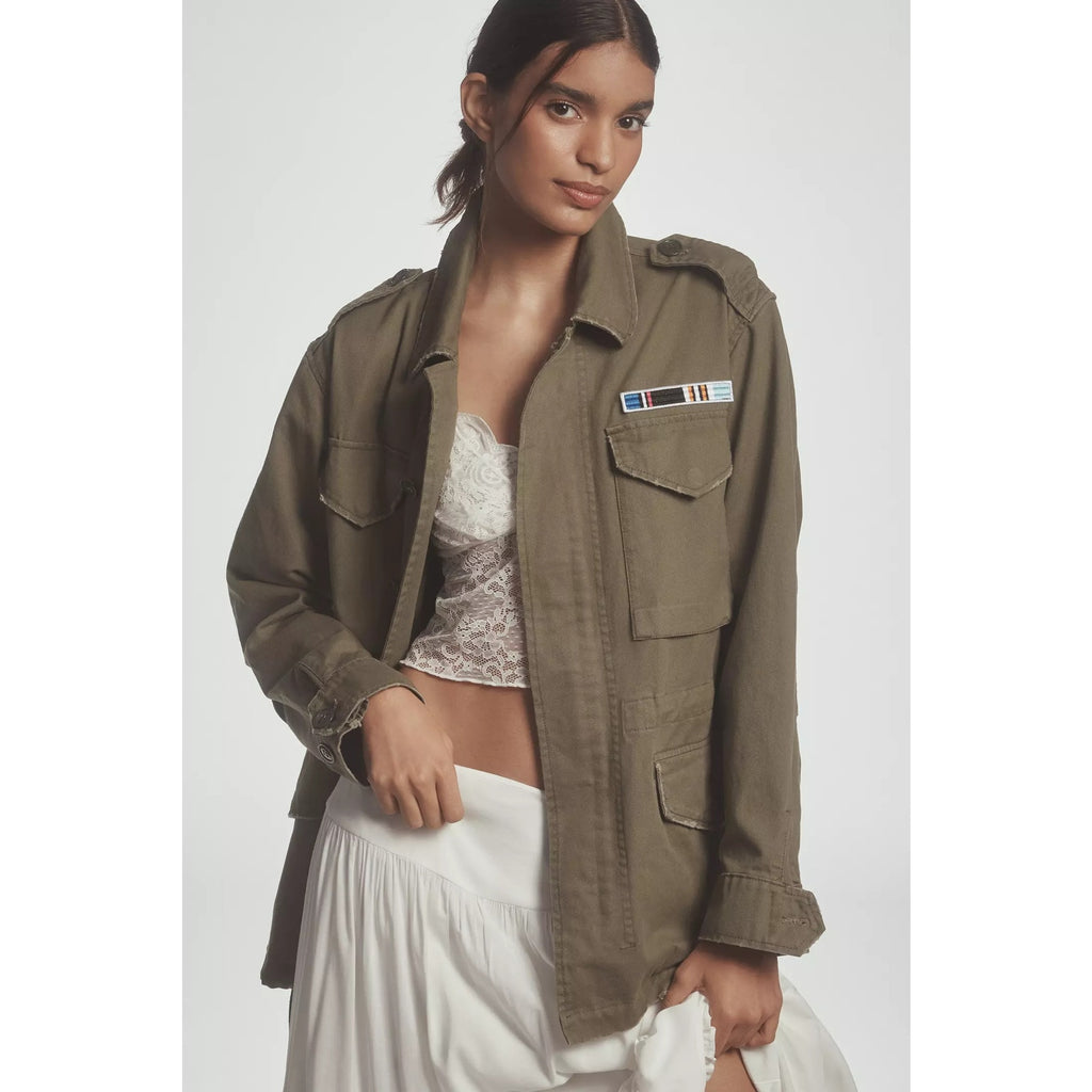 New Anthropologie by Pilcro Cotton Utility Jacket $178 X-Small (S) Olive Green