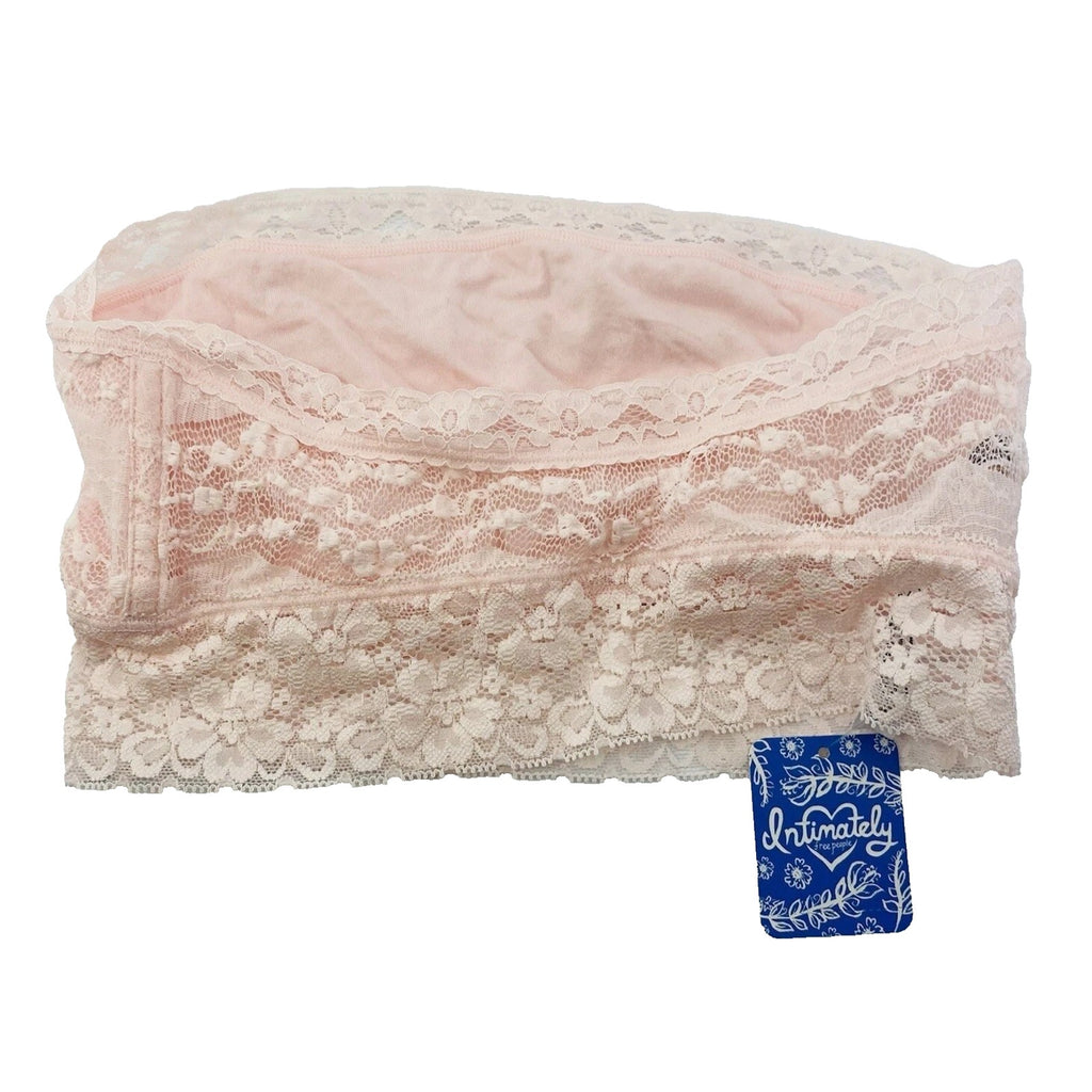 New Free People Floral Lace Trim Bandeau Soft Pink $28 Size Medium
