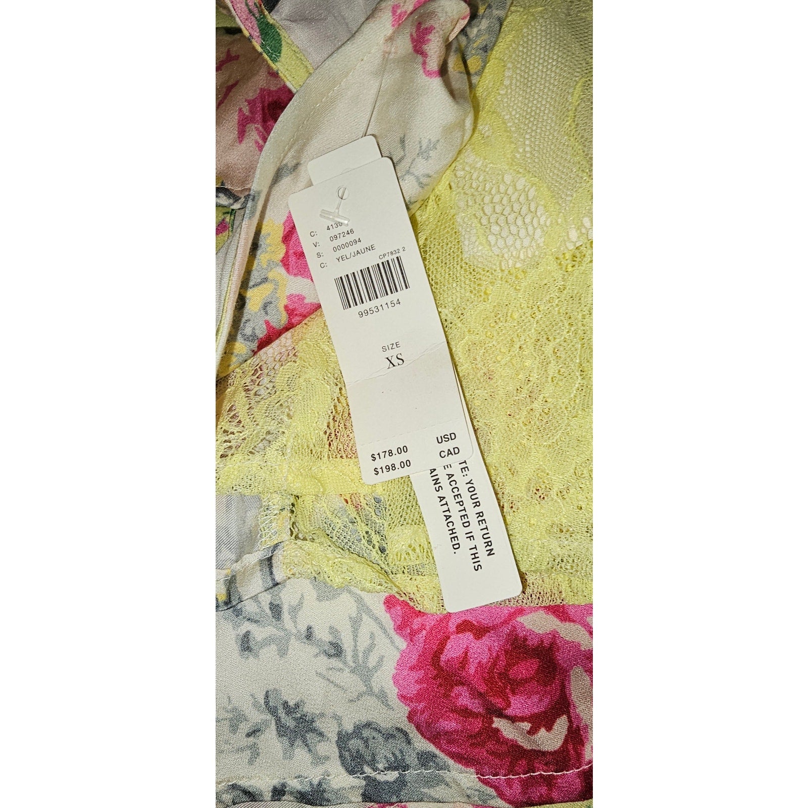 Anthropologie Sleeveless Patchwork Slip Midi Dress XS Yellow Floral Anthropologie