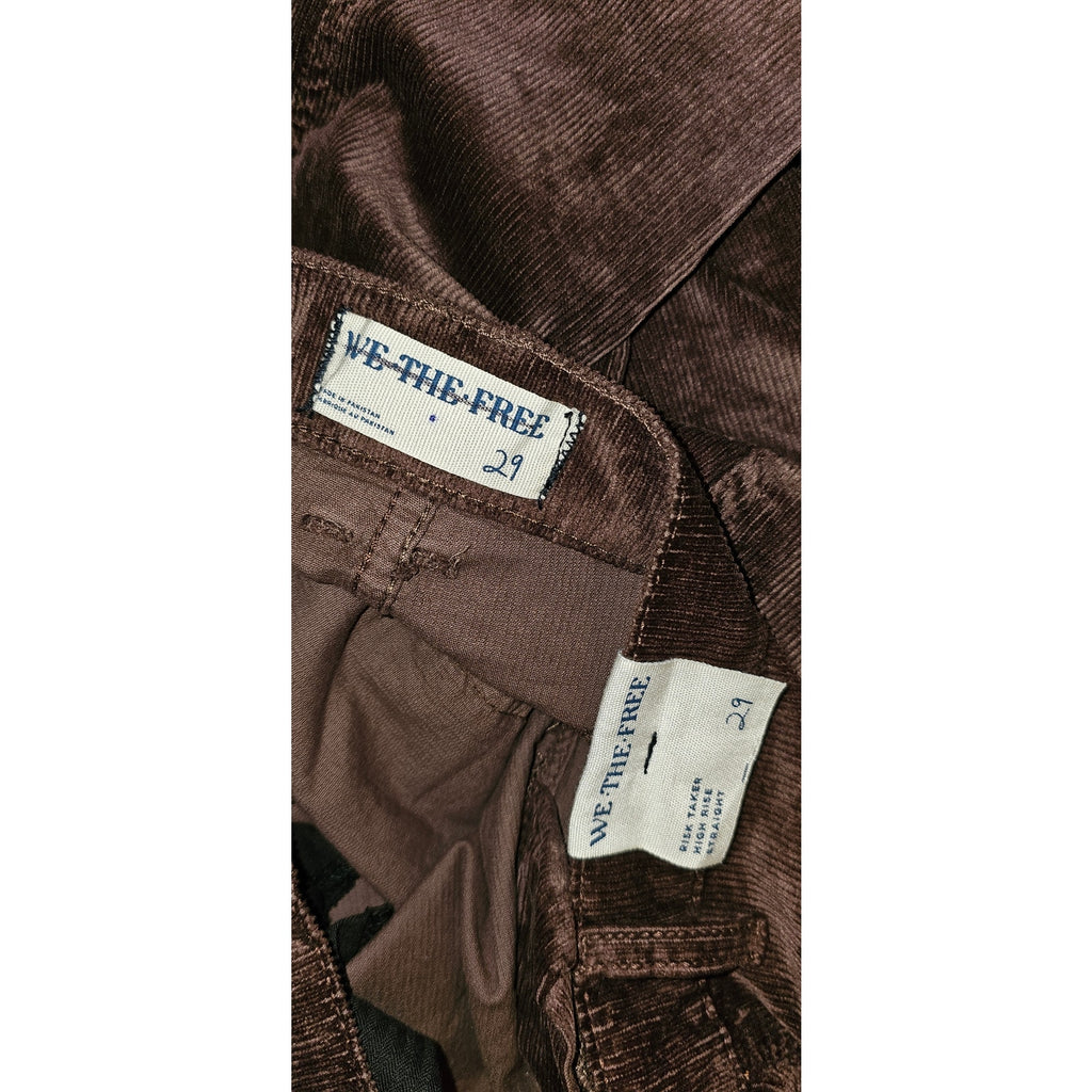 New FREE PEOPLE We The Free Risk Taker Cord Straight Jeans $128 SIZE 29 Brown