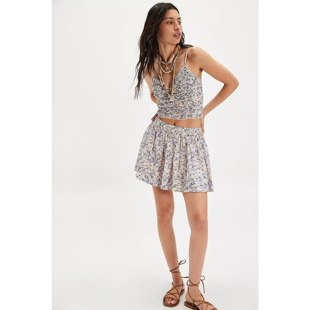 FREE PEOPLE Brunch Club Tank Mini Skirt Set MEDIUM Petal Pink Combo Free People