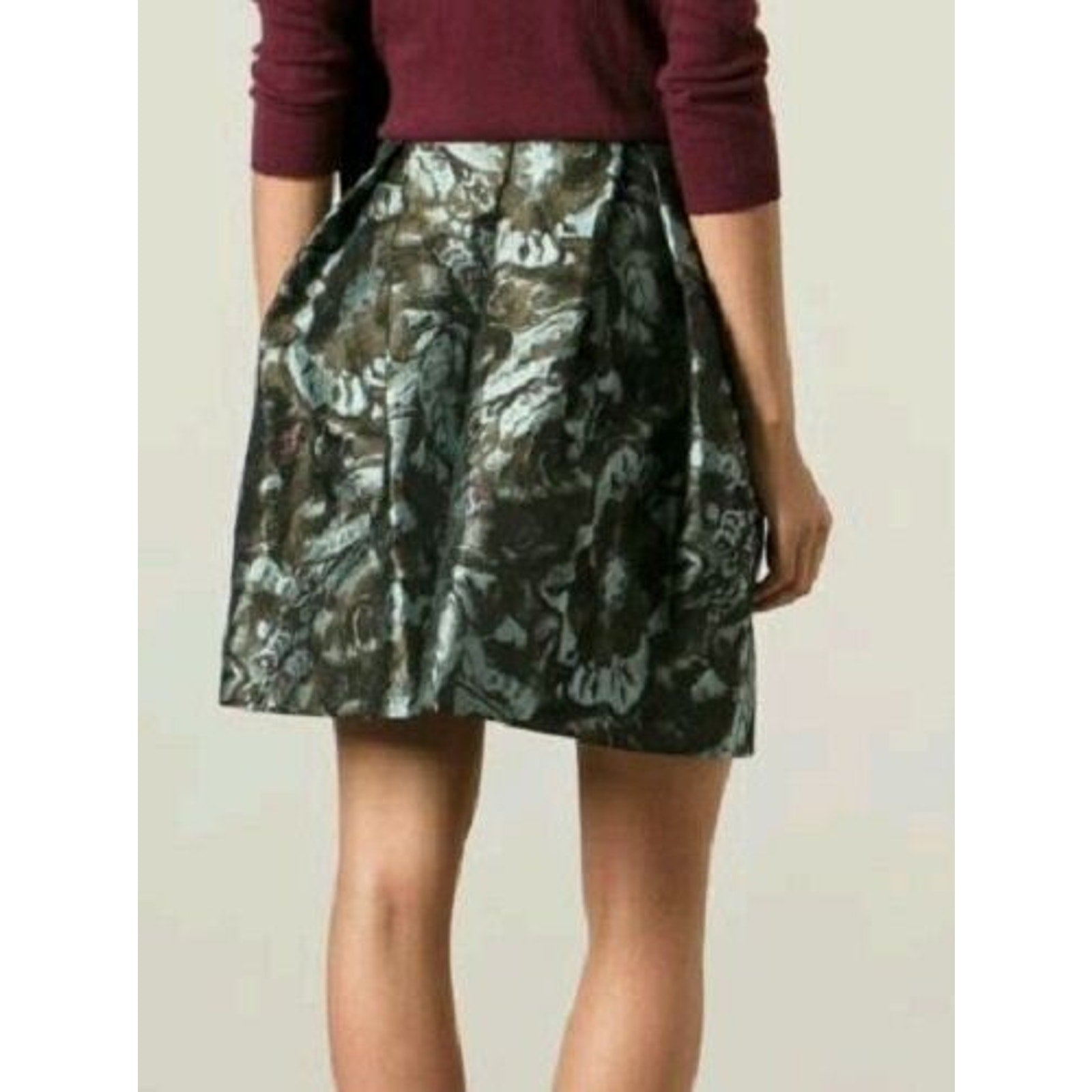 Pleated Weave Elastic Pinko Ortrugo Jacquard Abstract Mini Skirt