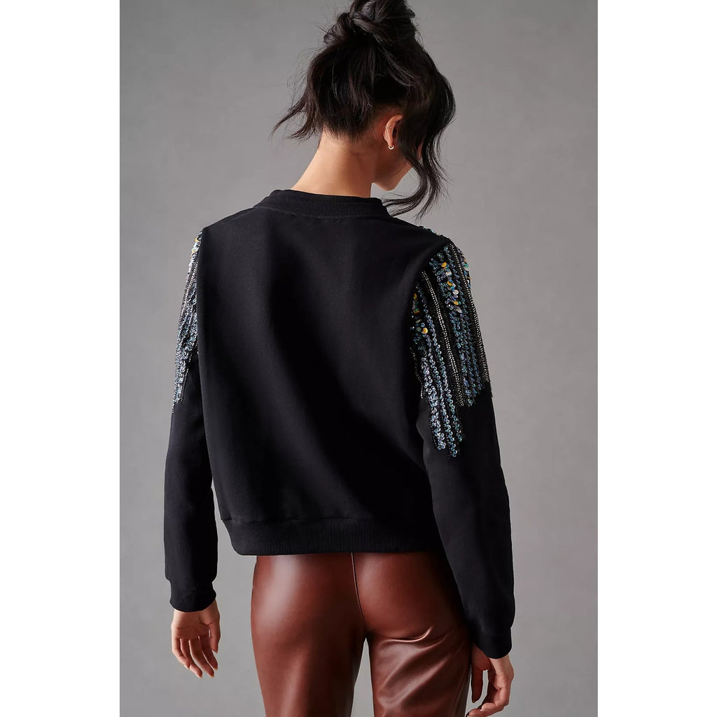 Anthropologie Let Me Be Disco Sequin Sweatshirt