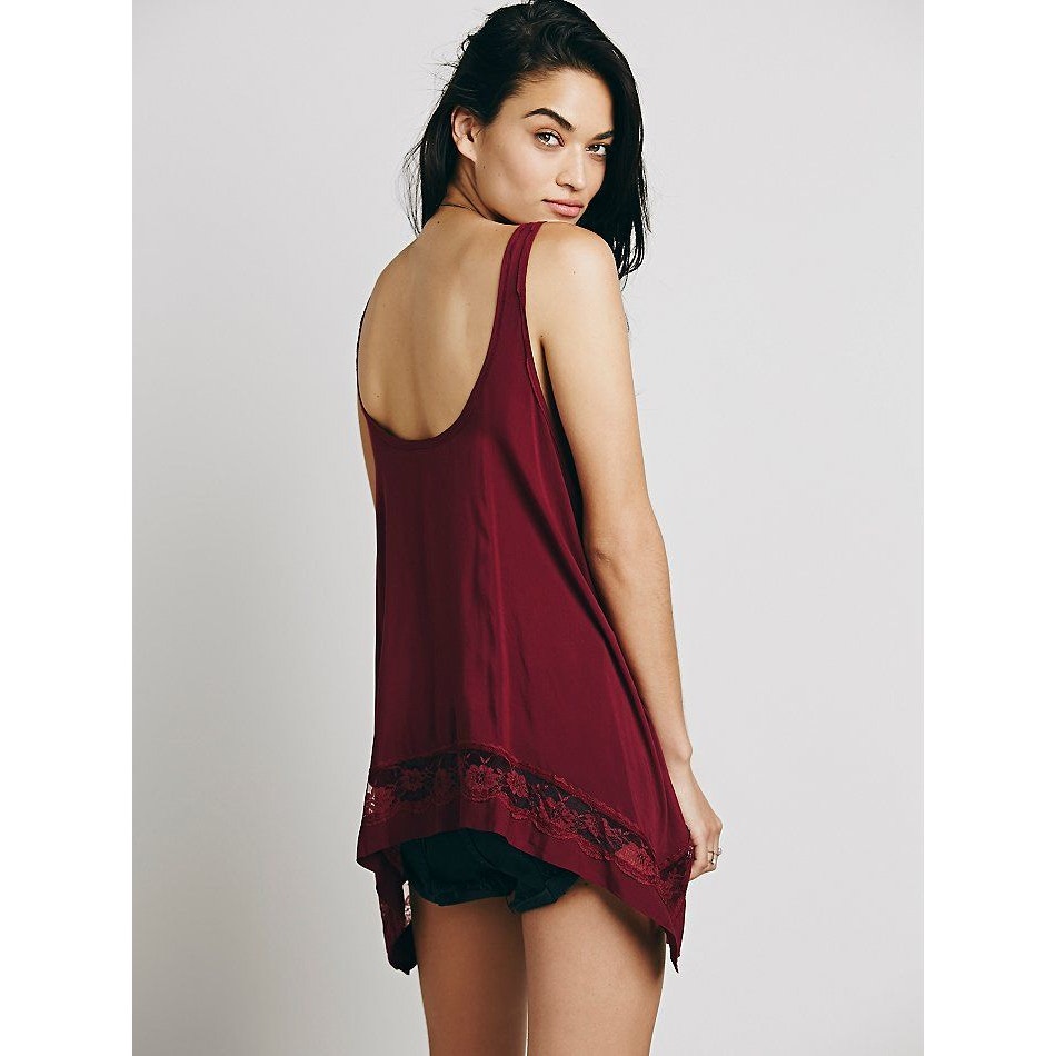 FREE PEOPLE INTIMATELY Outlined High Low Cami X-SMALL Red Berry Free People