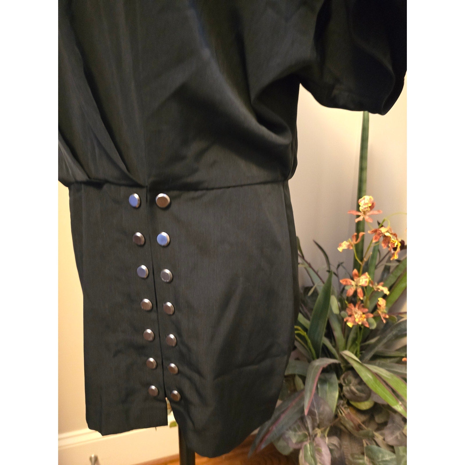 New Free People Harper Mini Dress $128 BLACK Size 6 Metal Studded Buttons