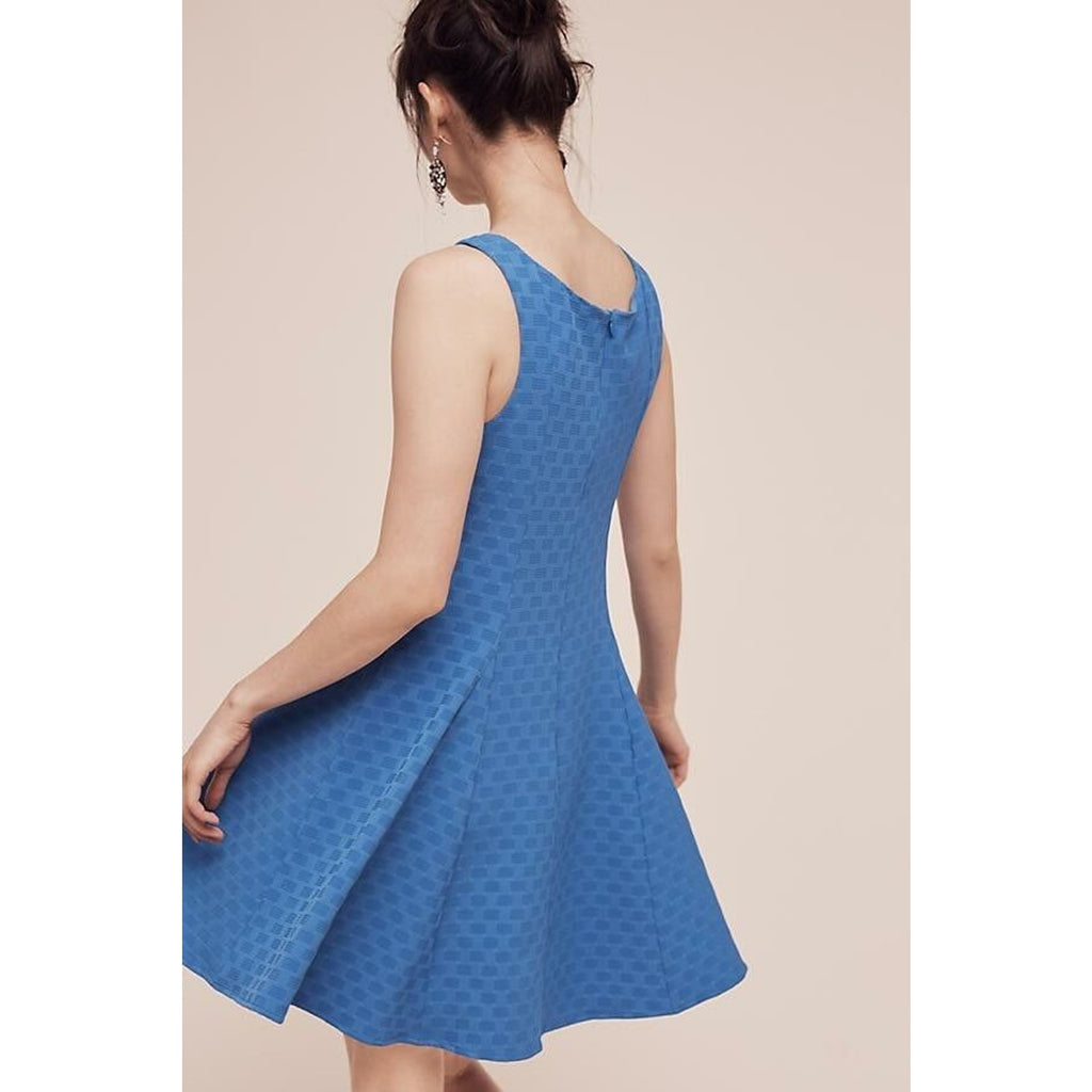 New Anthropologie x Eva Franco Bleu de Jour Textured Mini Dress $178 Sz 2 Blue