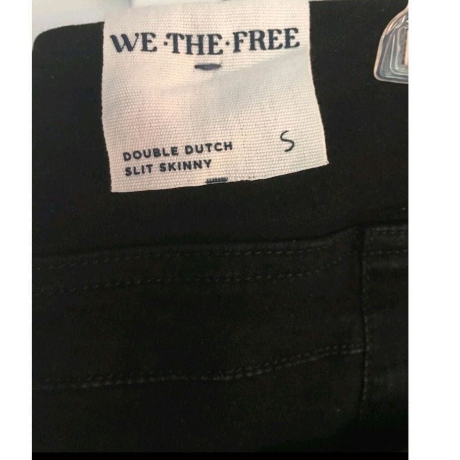 New FREE PEOPLE We The Free Double Dutch Pull-On Slit Skinny Jeans $78 SMALL Blk