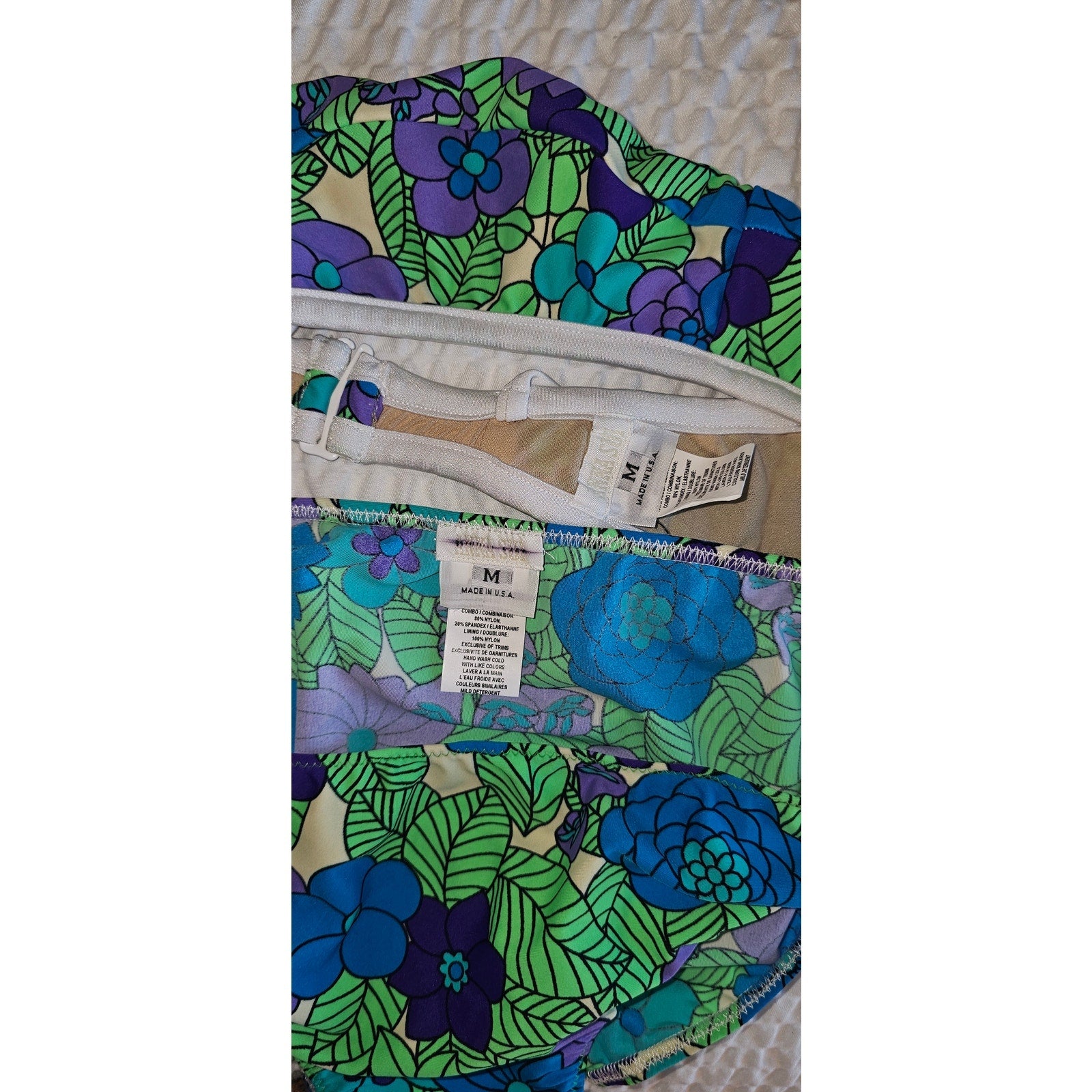 New Free People x Anna Sui Beckoning Blossoms Bikini Set $240 MEDIUM Blue Floral