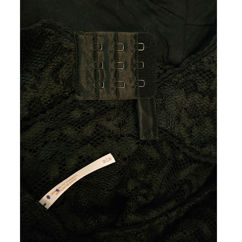 New FREE PEOPLE Adored Maxi Dress LACE $198 MEDIUM Black Sheer Lace Semi Lined