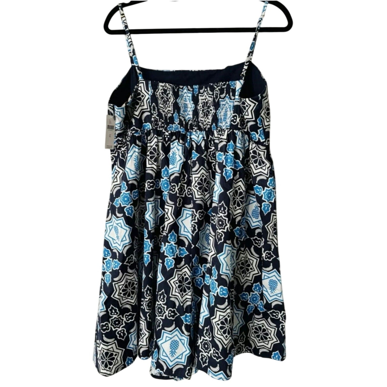 New Anthropologie Hutch Bandeau Romper $160 LARGE Blue Pineapple Smocked