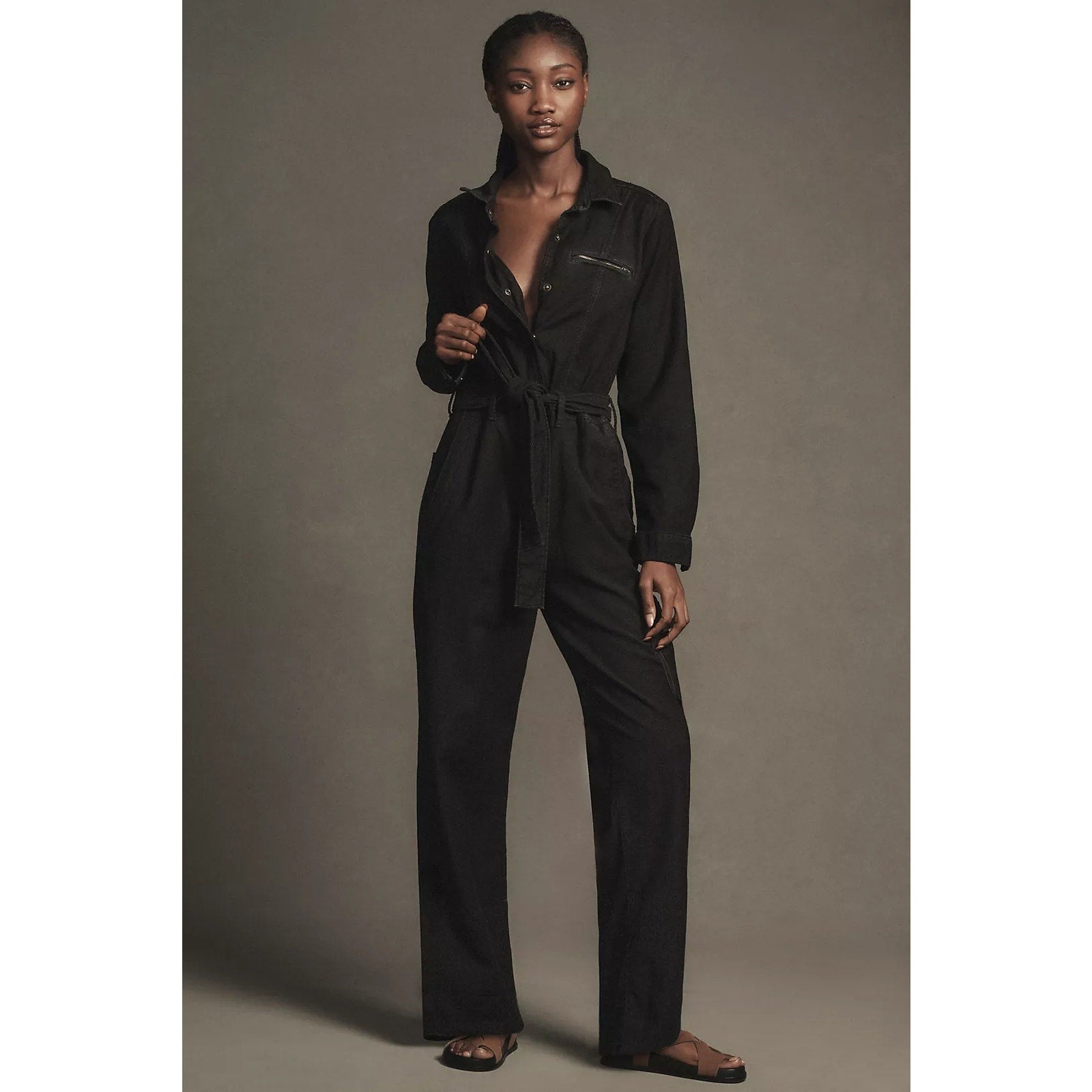 Anthropologie The Lonnie Cuffed Crop Jumpsuit by Pilcro $188 X-SMALL  Black