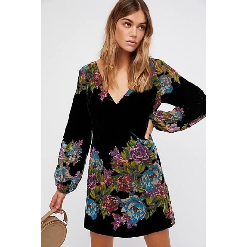 Free People Misha Burnout Velvet Floral Mini Dress