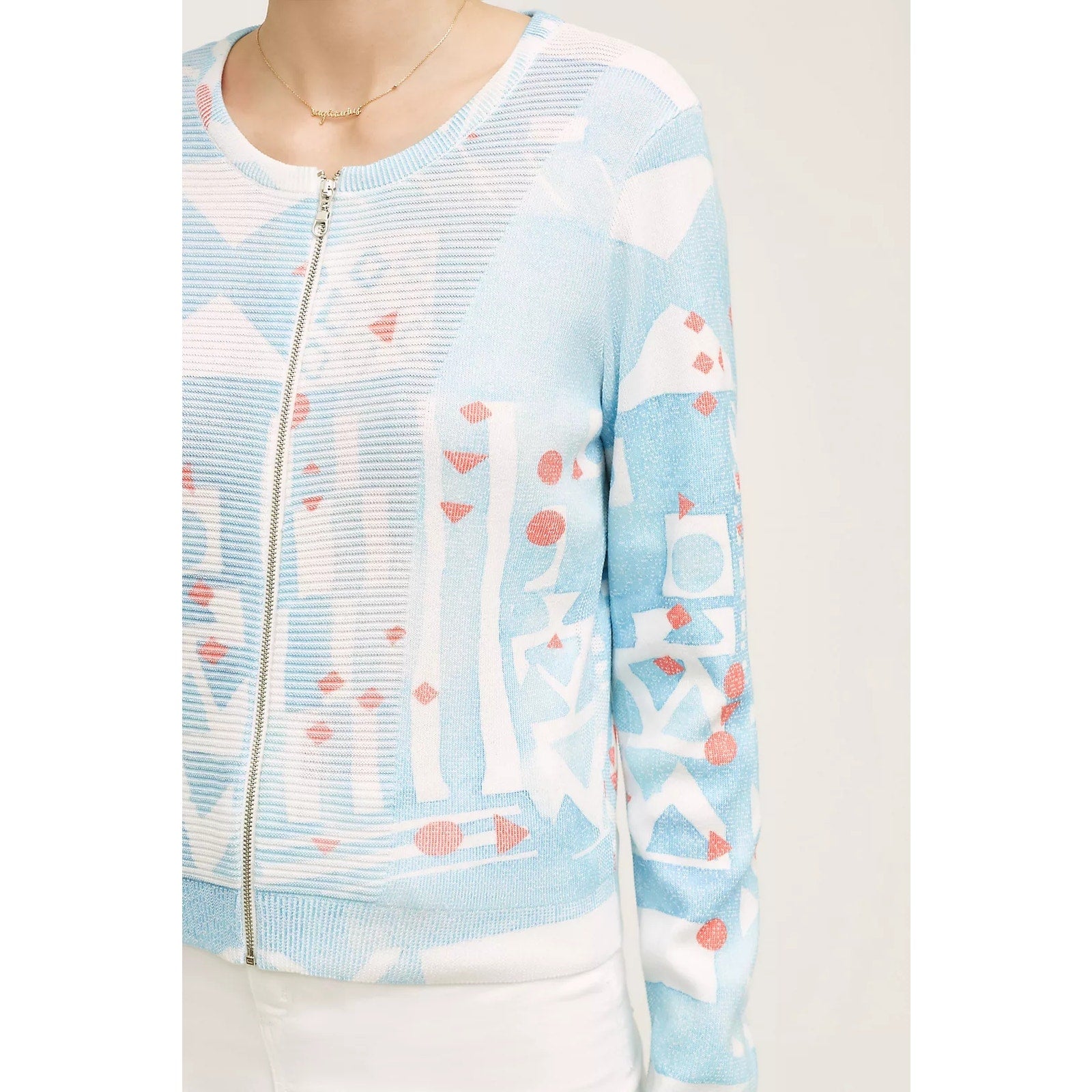 New Anthropologie MOTH Array Zip-Front Cardigan $128 SMALL PETITE SP Blue