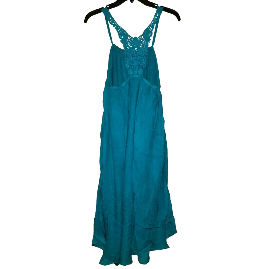 Anthropologie Verano Turquoise Midi Lace Back Dress