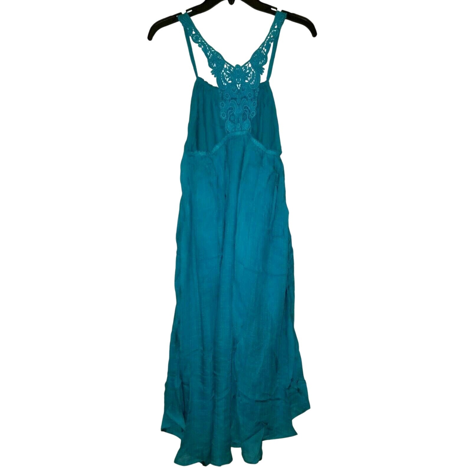Anthropologie Verano Turquoise Midi Lace Back Dress