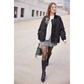New FREE PEOPLE Keep Sake Bomber Jacket $398 LARGE Black Relaxed Oversized