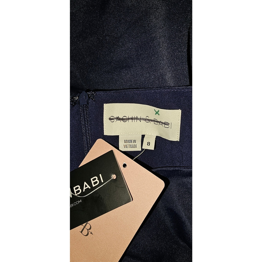 New Anthropologie Blaine Square-Neck Taffeta A-Line Midi Dress $268 SIZE 8 Blue