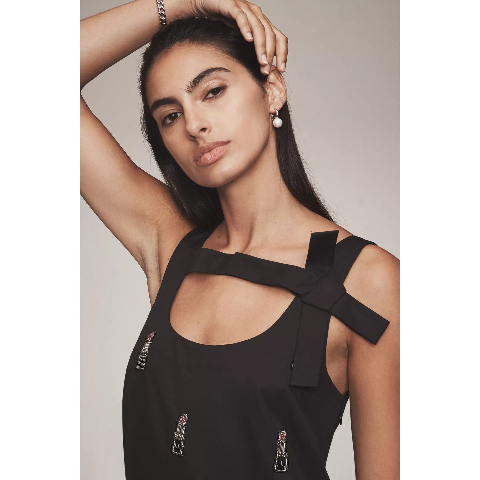 Anthropologie Maeve Sleeveless Bow Shift Mini Dress LARGE Black Beaded – Timeless Treasurz