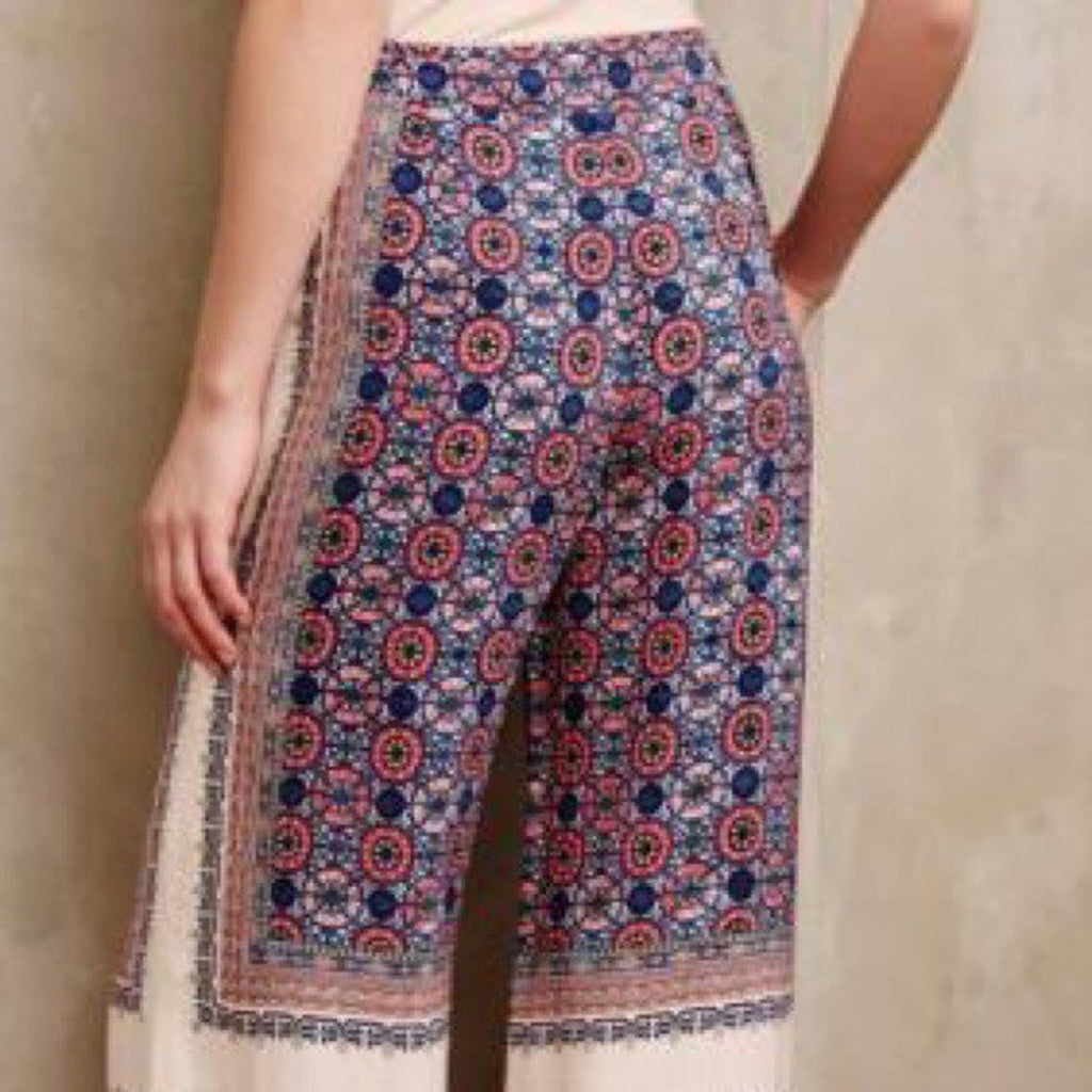 New Anthropologie Yida Printed Wide-Leg Pants by Elevenses Size 4 Geo
