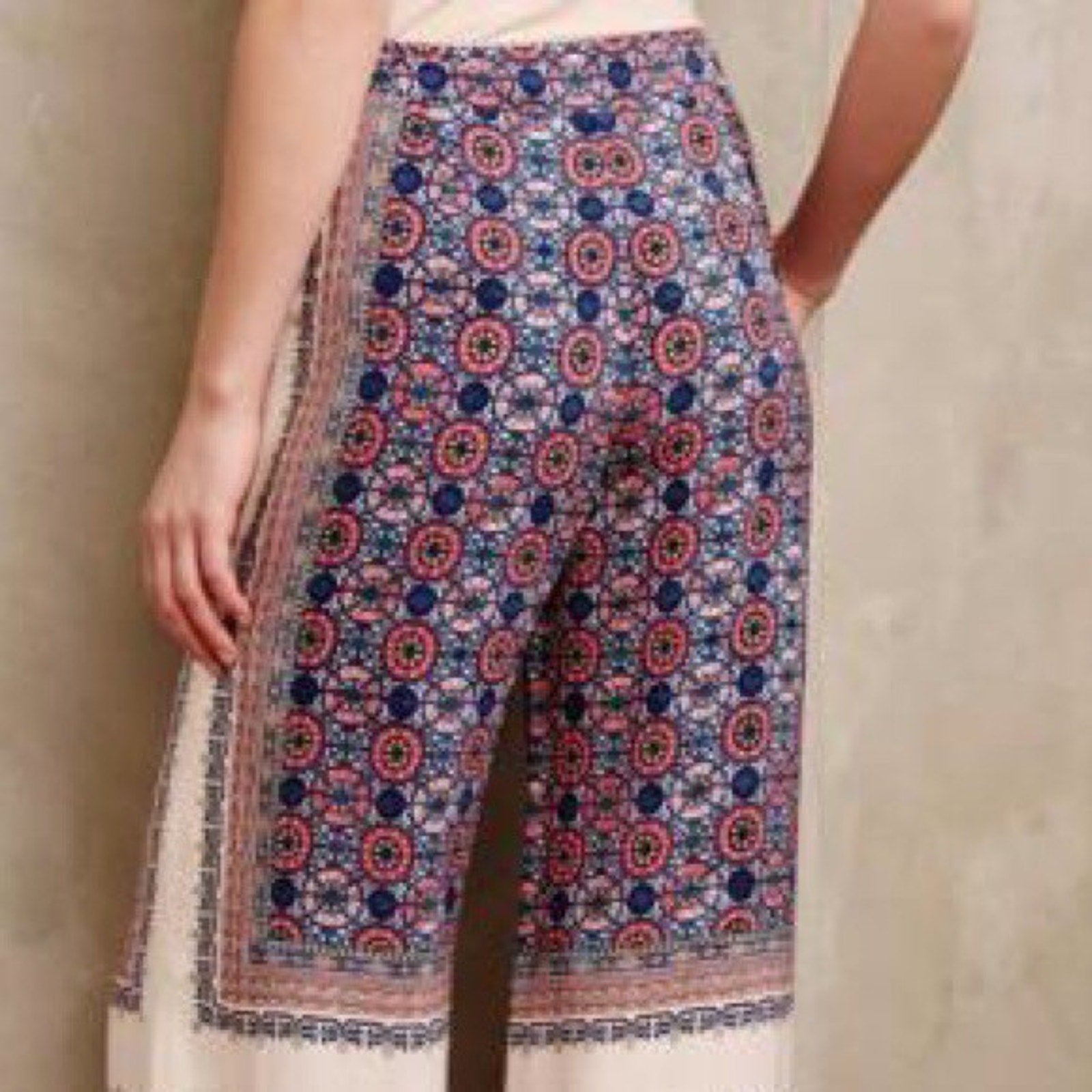 New Anthropologie Yida Printed Wide-Leg Pants by Elevenses Size 4 Geo