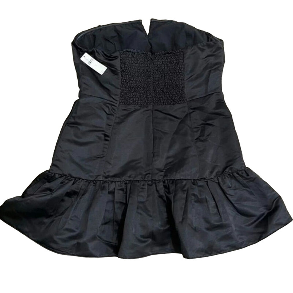 Anthropologie Maeve Strapless Bow Bubble-Hem Mini Dress $148 SMALL Black