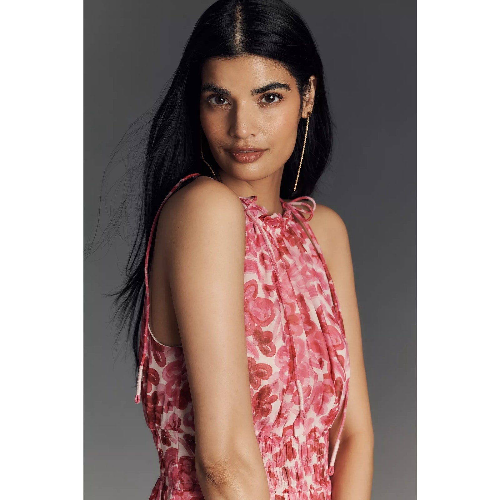 Anthropologie The Somerset Halter Mini Dress Plus 1X Pink Floral Boho Anthropologie