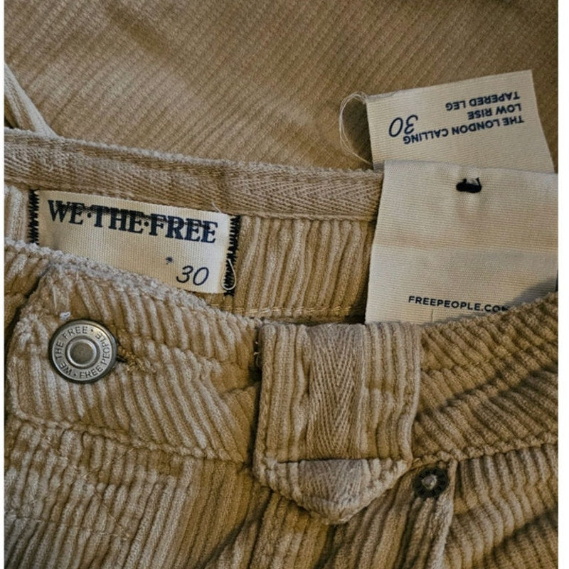 New Free People WTF London Calling Slouchy Cord Pants $198 SIZE 30 Tapioca