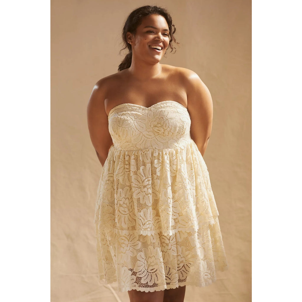 NEW Anthropologie Maeve White Lace Mini Dress Size 1X