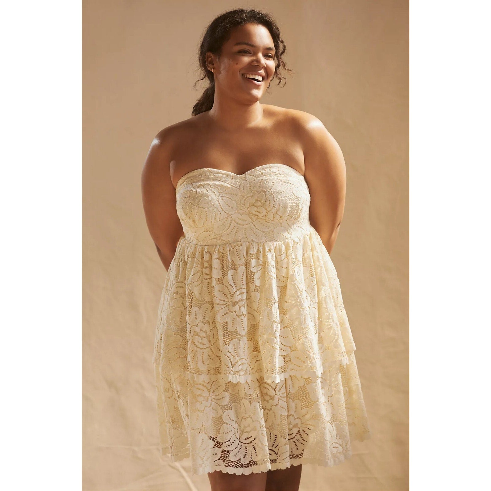 NEW Anthropologie Maeve White Lace Mini Dress Size 1X