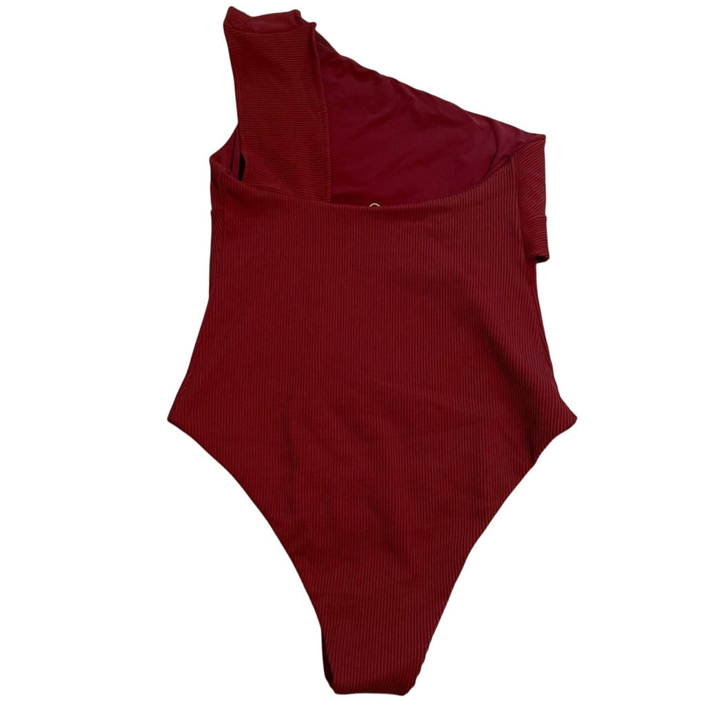 Anthropologie Haight Maria Ribbed OneShoulder OnePiece Swimsuit XS Rust Anthropologie