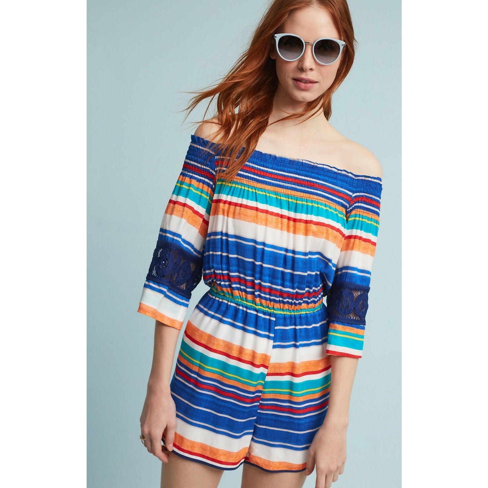 New Anthropologie Tucson Off-The-Shoulder Romper By Plenty Tracy Reese $148 XL