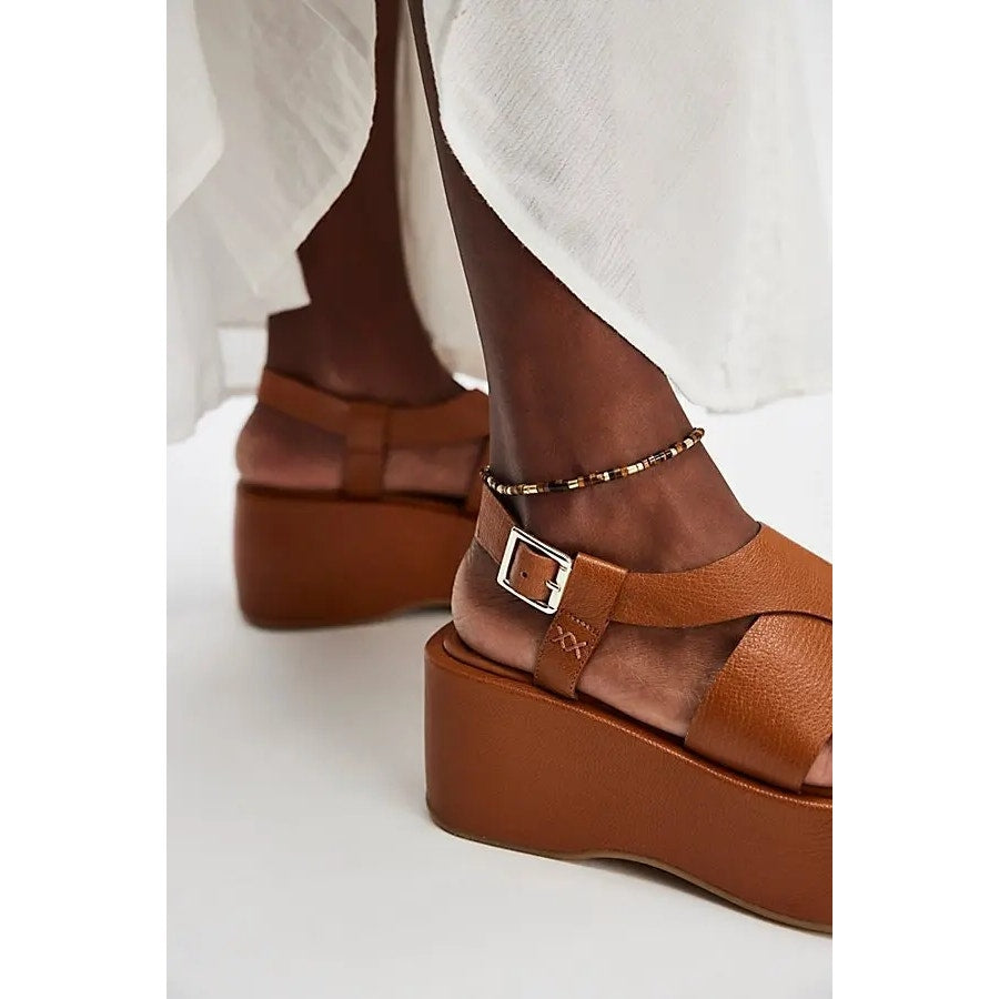 Free People Holt Flatform Sandals US SIZE 8.5 Cognac Brown Free People
