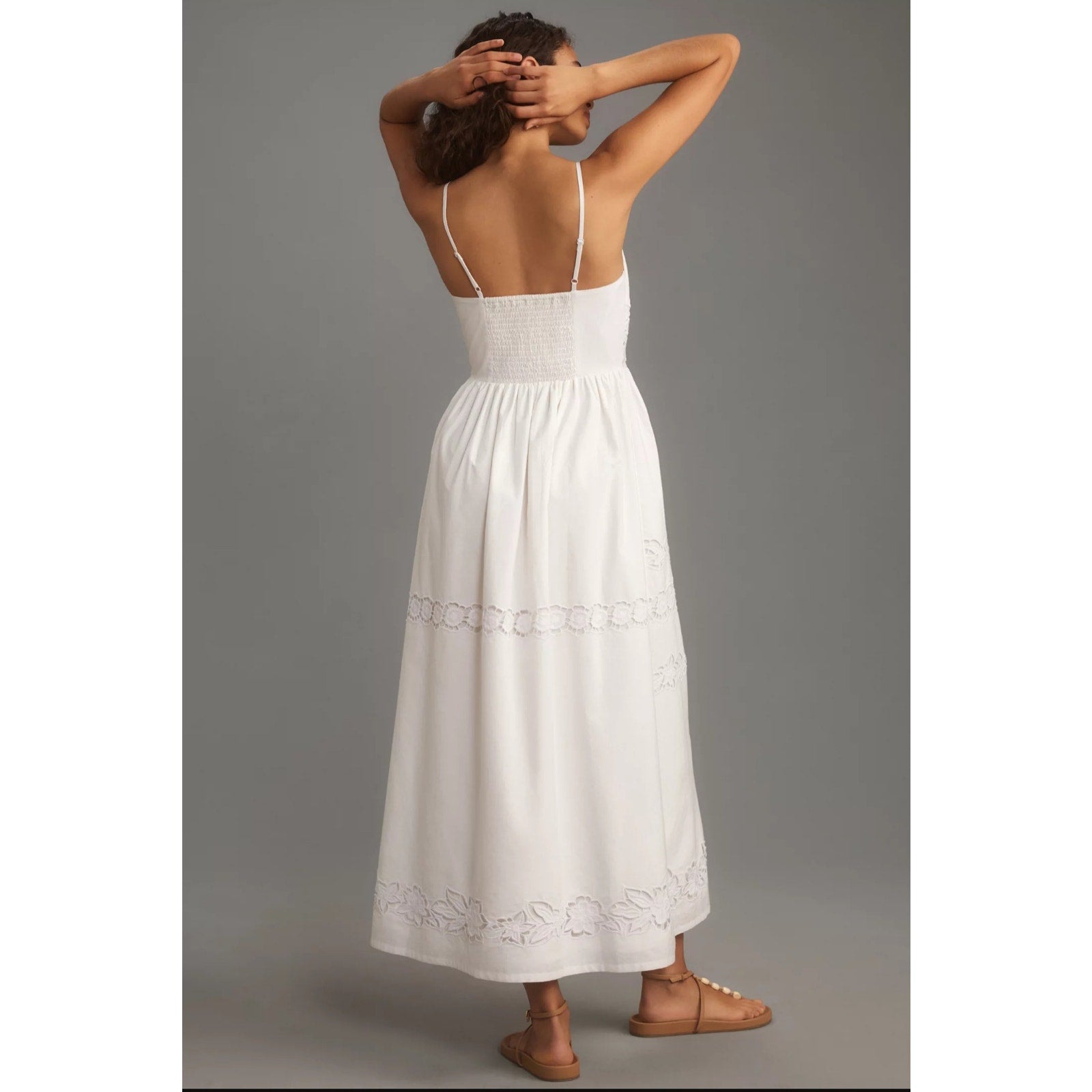 Anthropologie Vineet Bahl Sleeveless V-Neck Floral Cutwork Midi Dress $278
