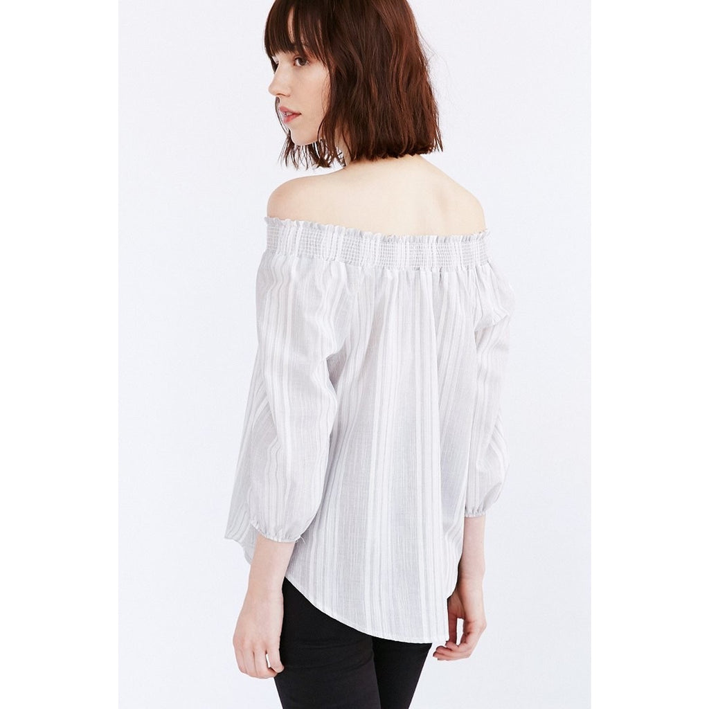 NEW Urban Outfitters by BDG Gray Smocked Off-the-shoulder Blouse Size Small
