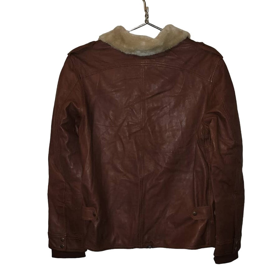 New JAKETT Bess Aviator Leather Jacket Fur Collar $640 SMALL Brown