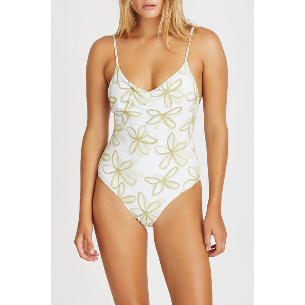New Free People by Zulu & Zephyr Olive Flower One-Piece $180 SIZE 8 Green Floral