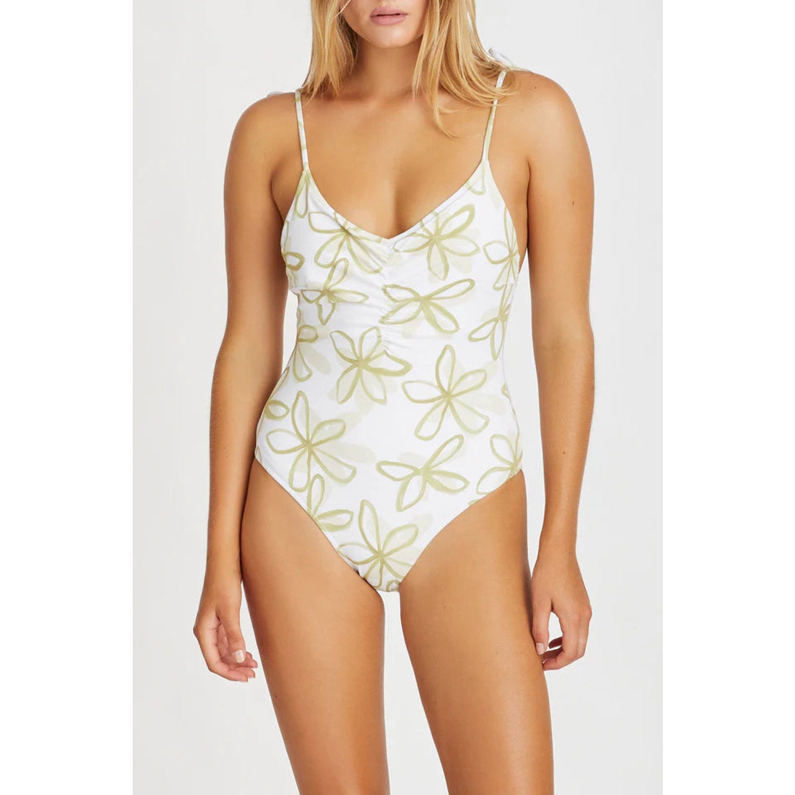 New Free People by Zulu & Zephyr Olive Flower One-Piece $180 SIZE 8 Green Floral