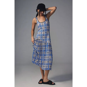 New Anthropologie $210 Dhruv Kapoor Plaid Mesh Midi Dress Size XS