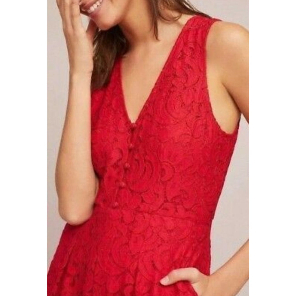 New Anthropologie Moulinette Soeurs Jaeda Lace Wide-Leg Jumpsuit $168 Sz 2 Red